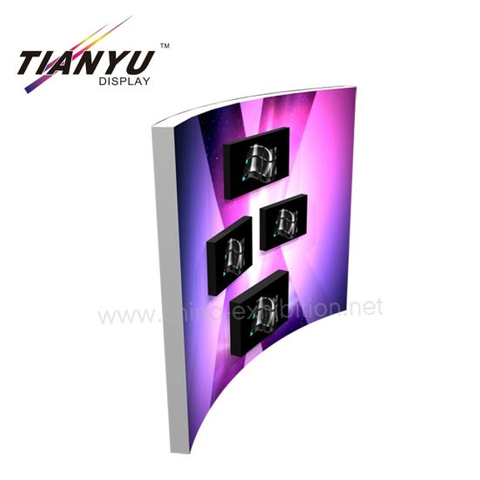 Free Standing Seg Light Box for Exhibition Display, Doubled Side Arc Aluminium Extruded Profile Frame Textile Lightbox