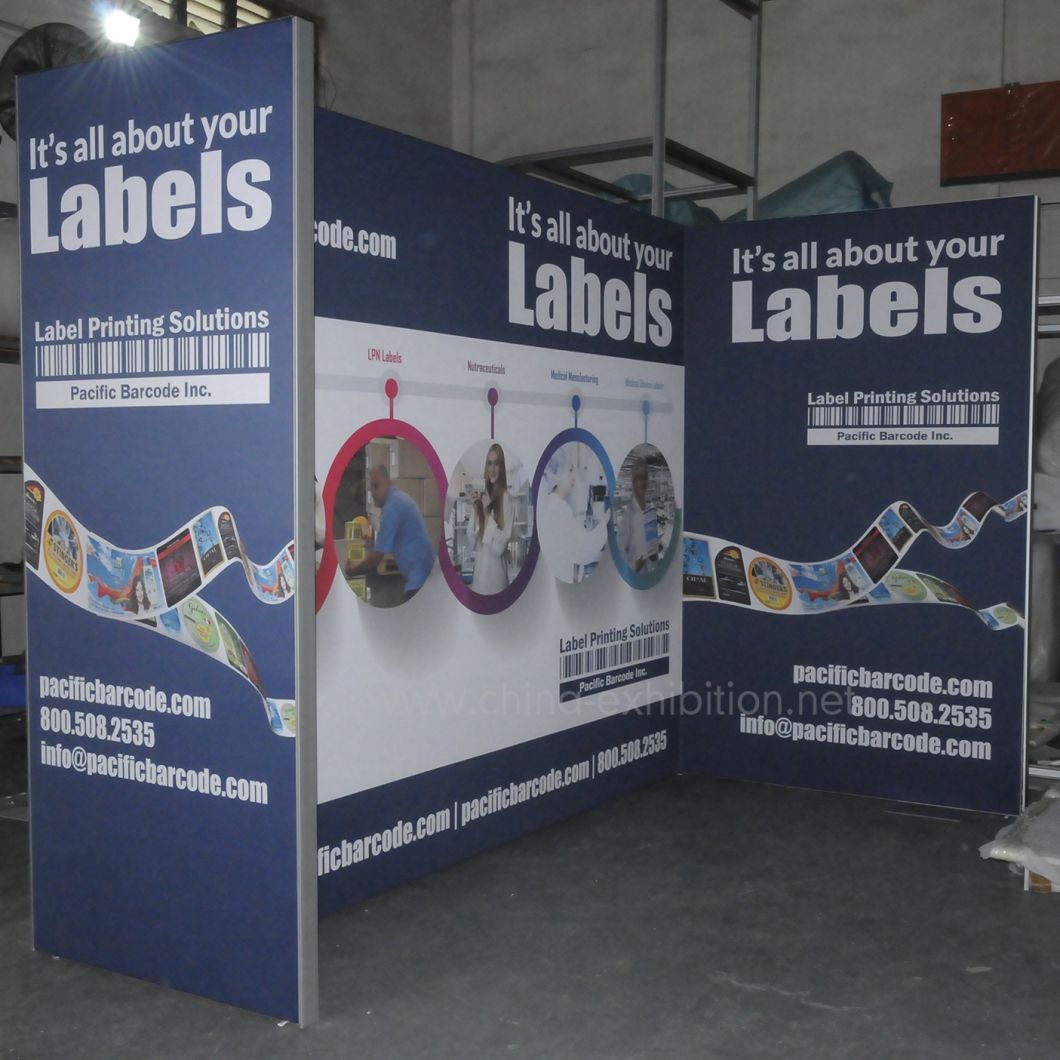 2019 Jiangmen 3 X 6m Booth Graphic Designing Cosmetic Advertising Exhibition Stand