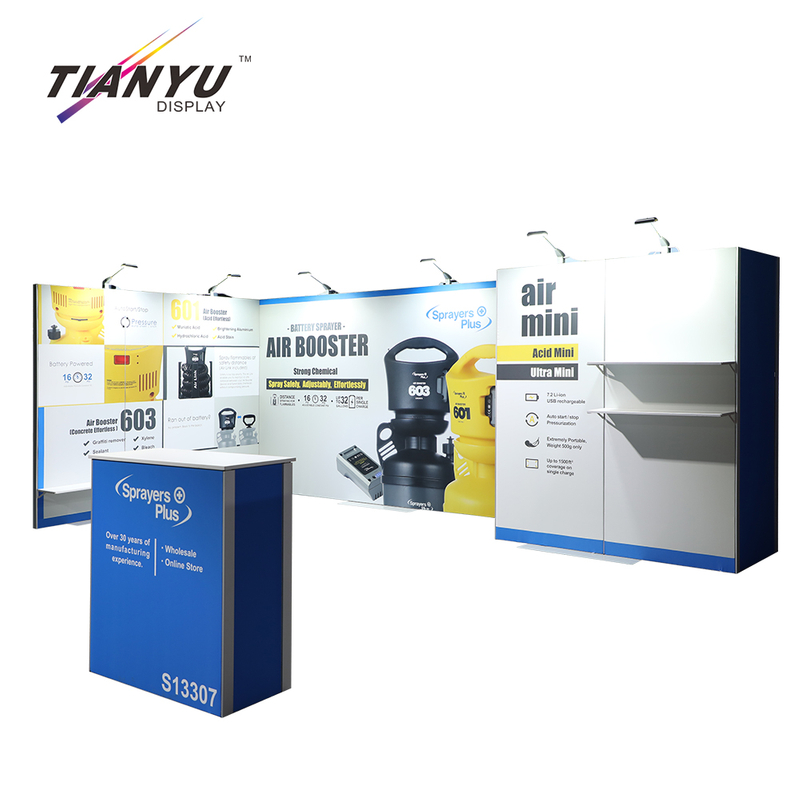 Tianyu Custom L Shape Trade Show Stand Standard Aluminum Led Spotlight Exhibition Booth