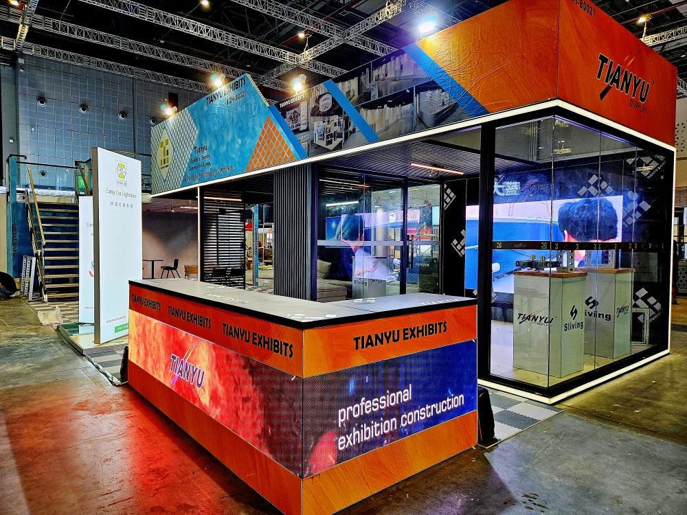 Tianyu exhibition booth front desk with LED Screen