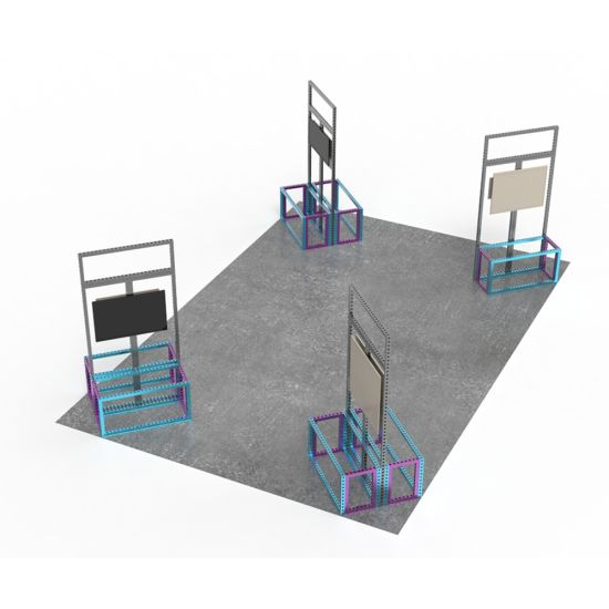 Portable 20 by 20 Simple Exhibition Booth Design Contain Graphics Printing, Lights, Glass Floor