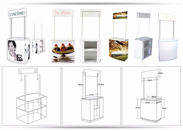 Portable Exhibition Fabric Display Counter / Foldable Display Cabinet