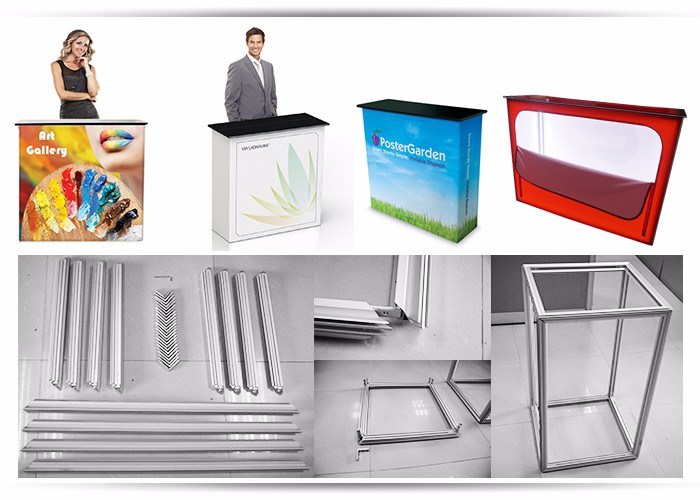 Portable Exhibition Tension Fabric Aluminum Promotion Table Trade Show Display Counter