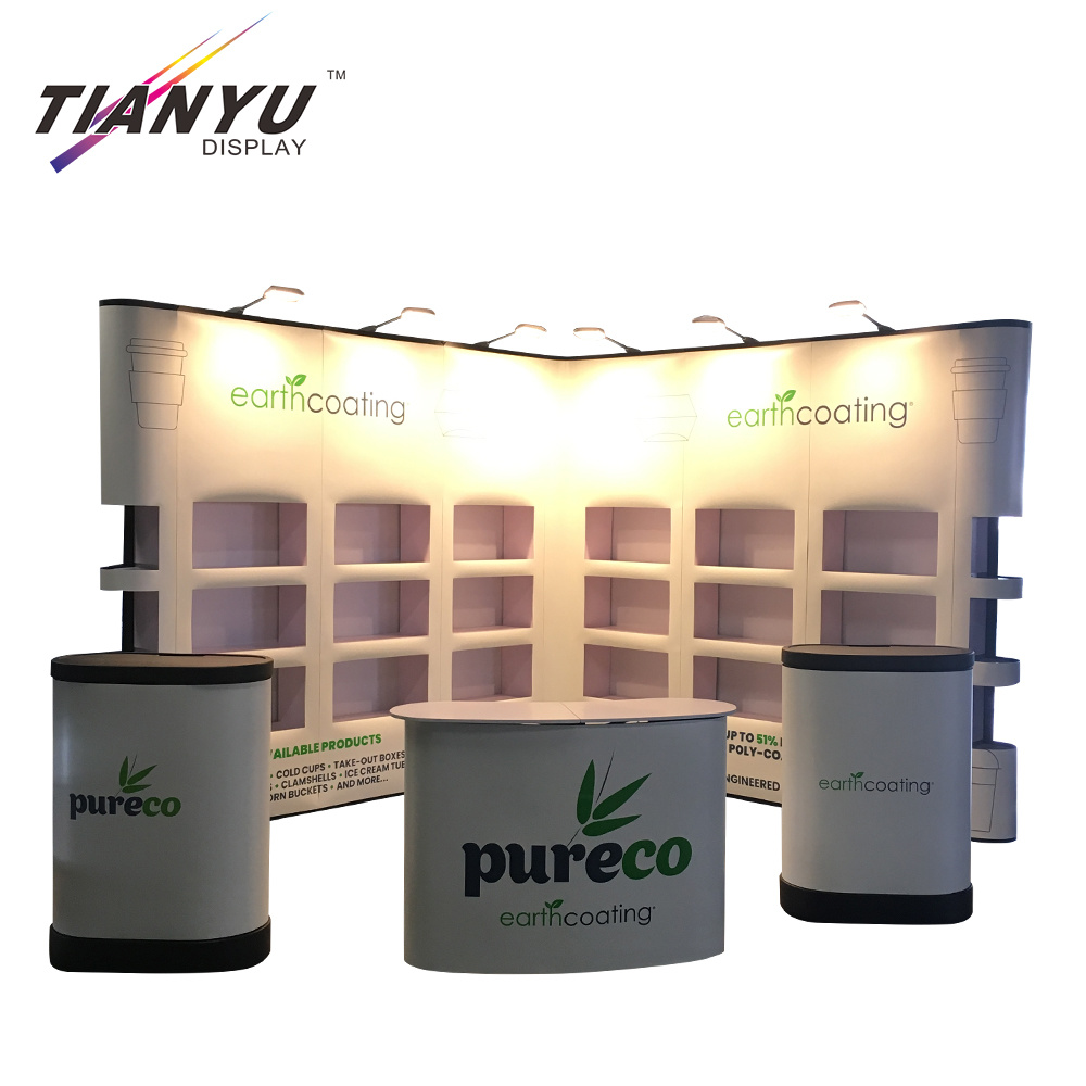 Manufacturer Customized Curved Pop up Fabric Display Banner Stand Wall