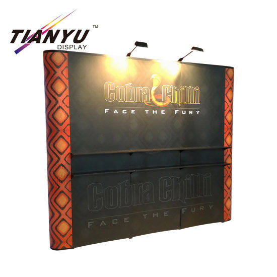 Folding Advertising Horizontal China Fabric Pop up Backdrop Display Banner Stand Exhibition Booth