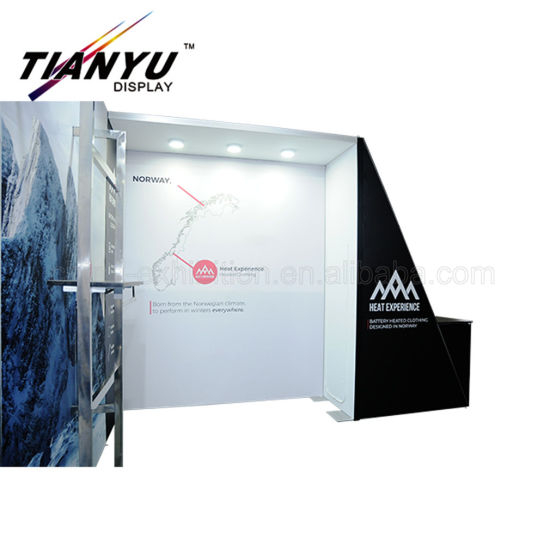 Aluminum Slatwall Display Exhibition Booth, Booth Space 10X10 with Shelves/Hooks