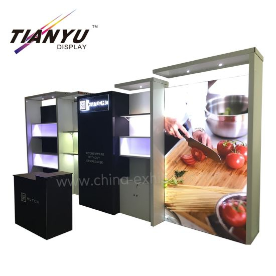 Tian Yu Offer Exhibition Booth Backdrop Stand with Display Shelf for Las Vegas Kitchen Show