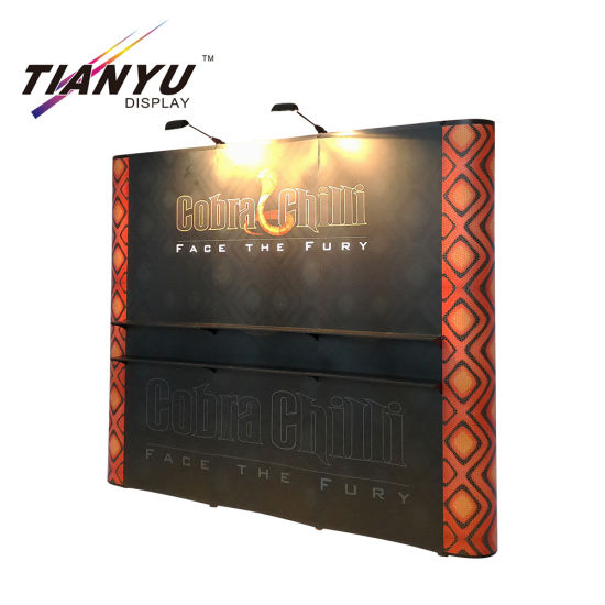 Folding Advertising Horizontal China Fabric Pop up Backdrop Display Banner Stand Exhibition Booth