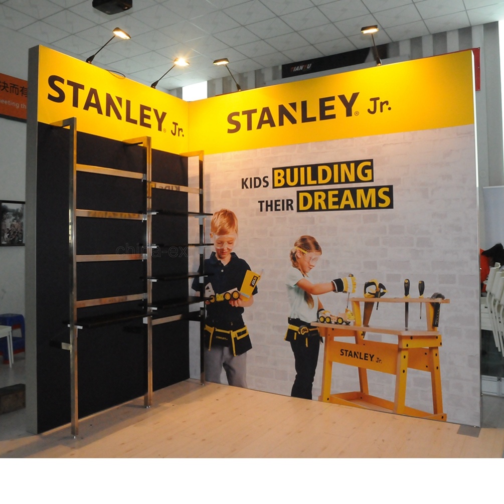 10X10FT L Shape Tradeshow Display Exhibition Booth Stands with Shelf