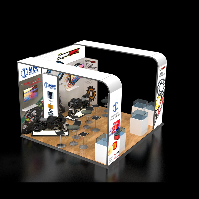 Modern modular trade show fabric exhibition booth with graphic