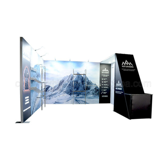 Aluminum Slatwall Display Exhibition Booth, Booth Space 10X10 with Shelves/Hooks