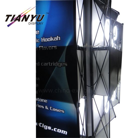 Custom Trade Show Booth Print Stand Exhibit Fabric Pop Up Display Wall with Led Spot Light