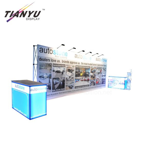Portable Exhibition Booth Wall Banner Stand Straight Backdrop Tension Fabric