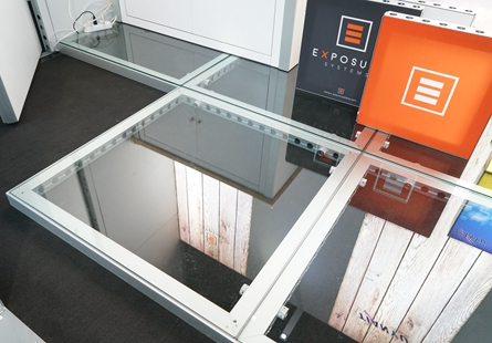 Glass Flooring System For Stage Tile Laminated Tempered Glass Floor For Exhibition Booth Floor System With Lighting