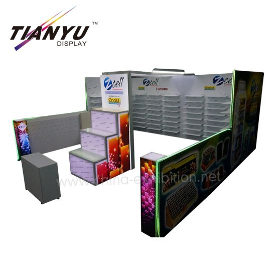 Customized Expo Display Stand, Clothing and Shoes Trade Show Booth Stand Portable