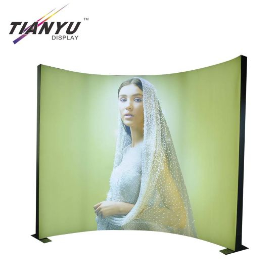 Free Standing Seg Light Box for Exhibition Display, Doubled Side Arc Aluminium Extruded Profile Frame Textile Lightbox