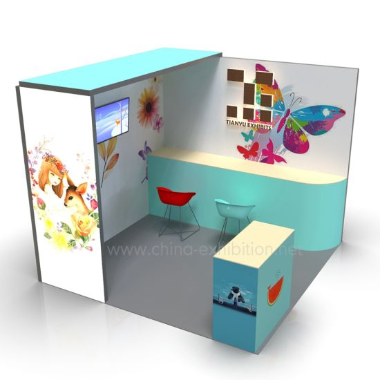 Manufacture Custom Made Frameless Fabric Light Boxes with Backlight and Edgelight LED Used in 3X3m Trade Show Booth