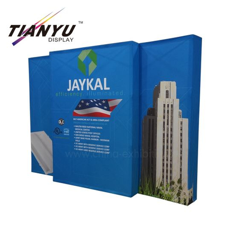 Custom Trade Show Booth Print Stand Exhibit Fabric Pop Up Display Wall with Led Spot Light