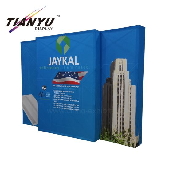 Custom Trade Show Booth Print Stand Exhibit Fabric Pop Up Display Wall with Led Spot Light