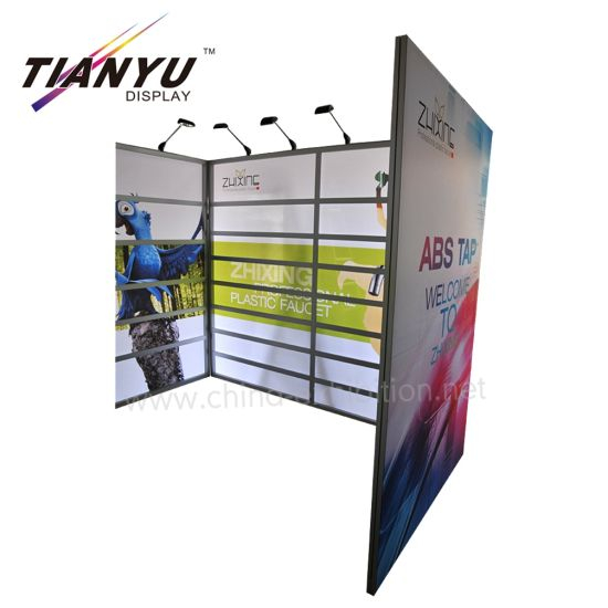 Tian Yu Do Island Exhibition Booth Stand Design 10X10 Feet with Shelf System