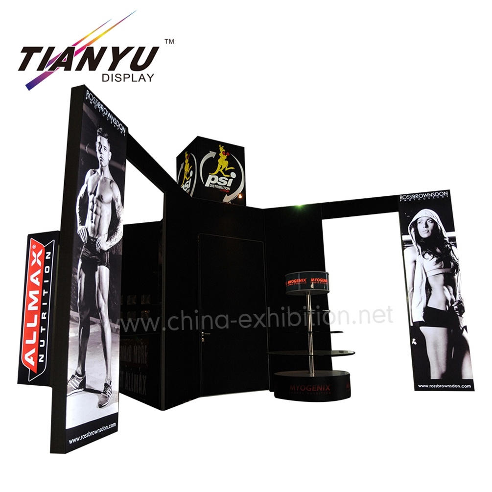 Professional Exceptional Custom Printing Aluminium Profile System 6X6 Exhibition Booth Design