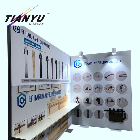 L Shape Aluminum Frame Exhibition Booth with Lighting Textile Printing