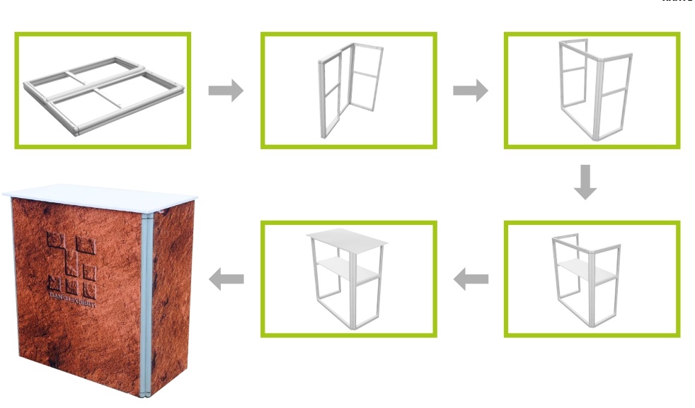 Folding Quickly Set up Portable Aluminum fabric Display Counter