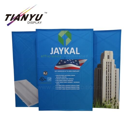 Custom Trade Show Booth Print Stand Exhibit Fabric Pop Up Display Wall with Led Spot Light