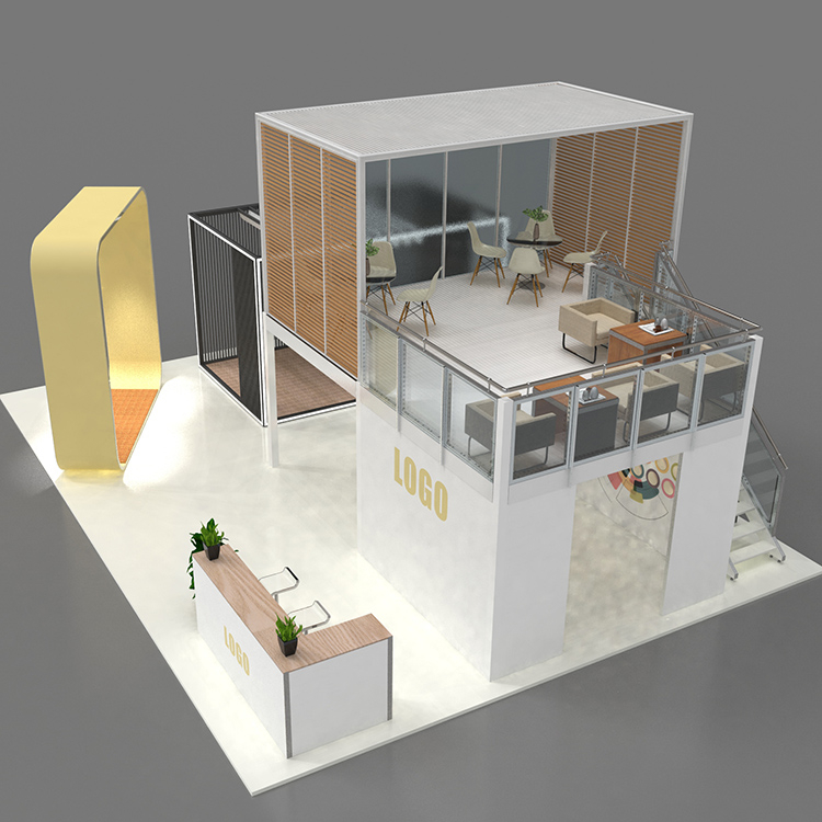 Exhibition Two Trade Show Stand Shelf Fashion Deck Contractor Modular Stands System Material Display Expo Double Floor Booth