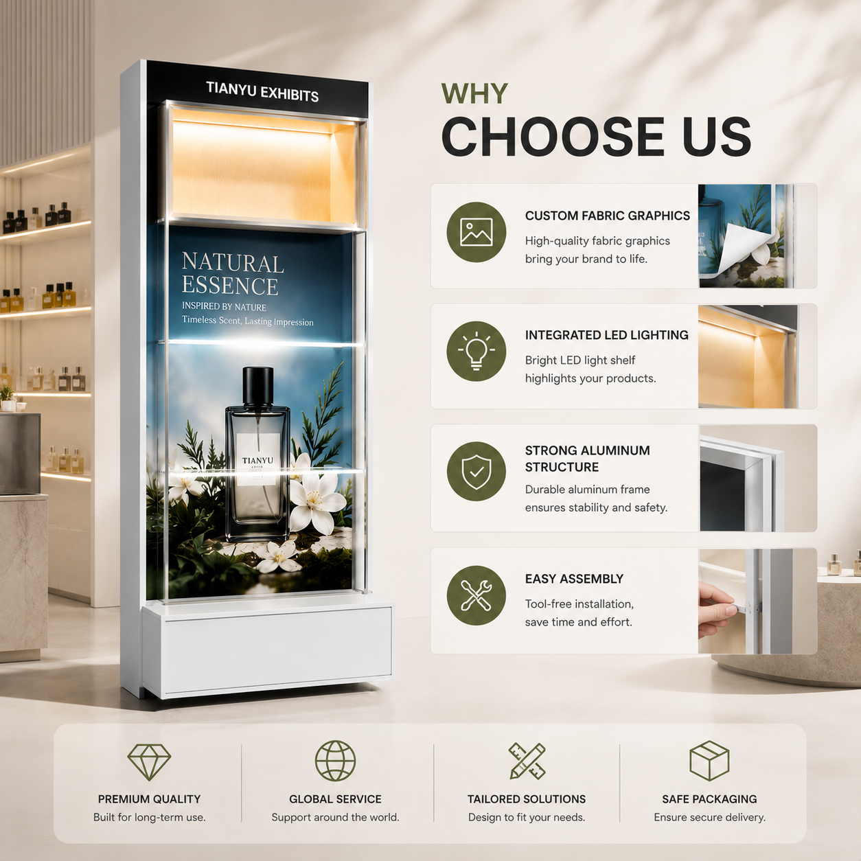 Universal Lightweight Aluminum Modular Display System Backlit Retail Wall Showcase Perforated Profile Rack Easy Assembly Stand