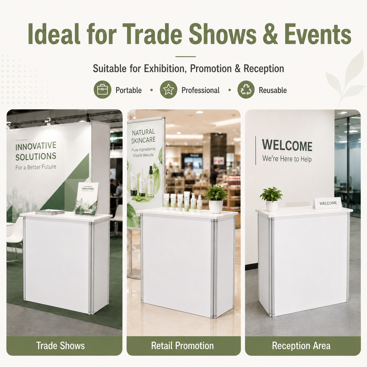 TIANYU Portable Trade Show Display Counter Foldable Set Reception Desk l Shape