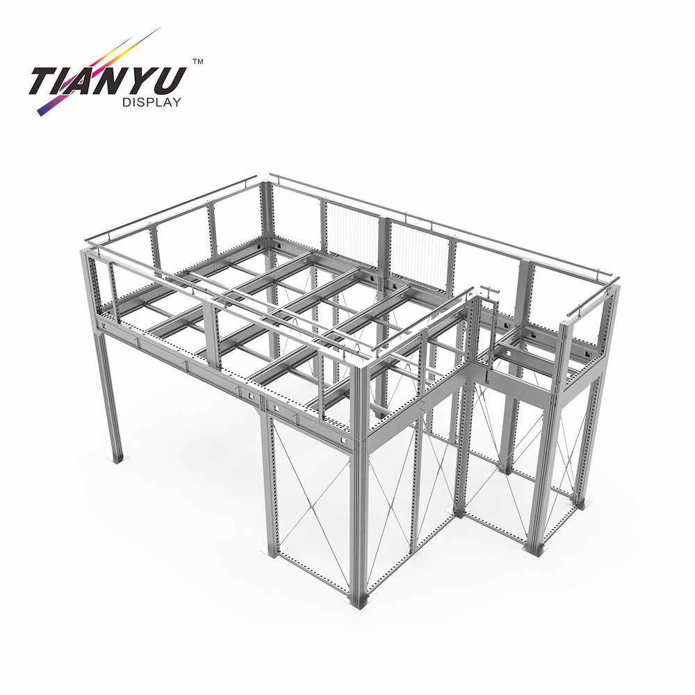 TIANYU Stand Modular System Aluminium Wall Frames Trade Show Display Reused and Over Again Double Storey Exhibition Booth
