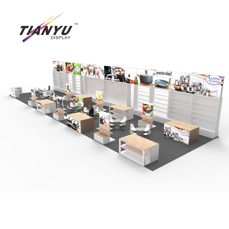 TIANYU China Exhibition Booth Blender Construction Design Company Exhibition Stand Contractor Trade Show Display with Shelves
