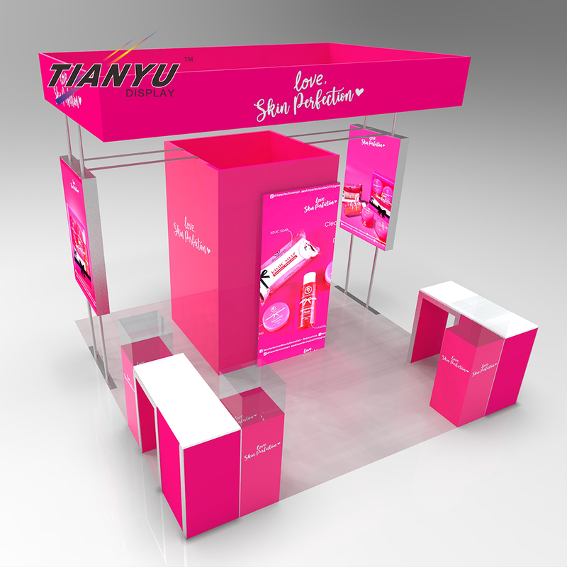 TIANYU Portable Modular Expo Exhibition Booth Product Display Cosmetics Shelves Exhibition Stands Beauty for Exhibition