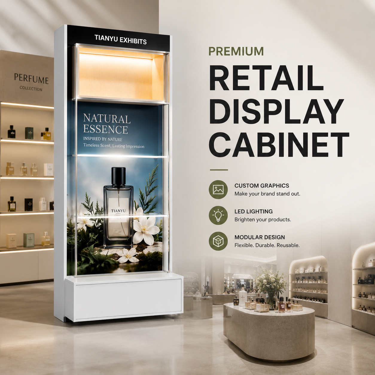 Universal Lightweight Aluminum Modular Display System Backlit Retail Wall Showcase Perforated Profile Rack Easy Assembly Stand