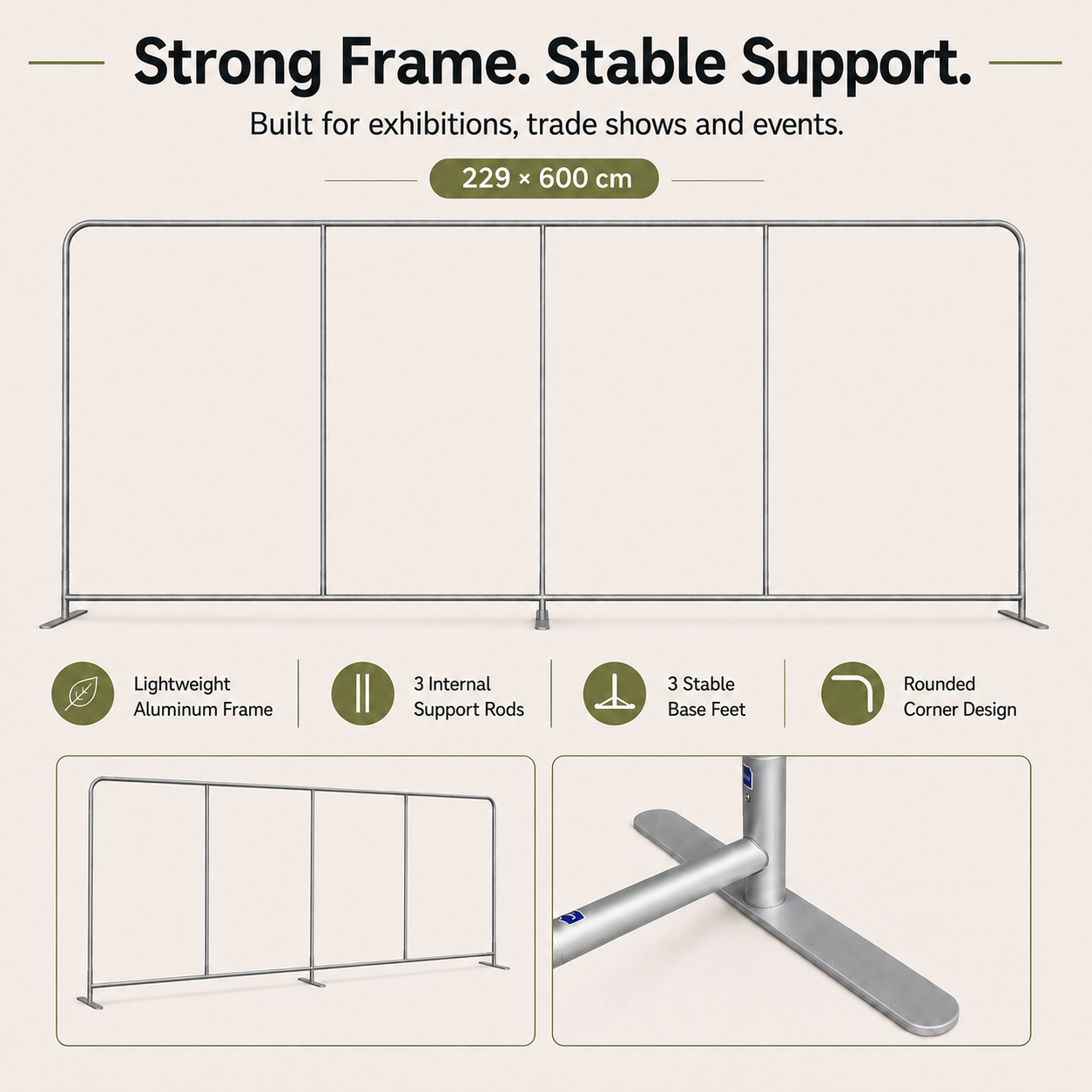 TIANYU 229*600cm Portable Tension Fabric Exhibition Stand