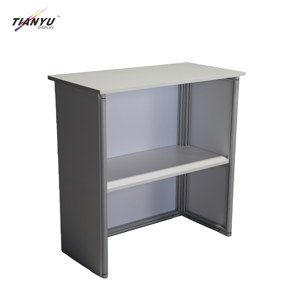 Folding Front Desk Mobile Foldable Reception Desk Portable Counter for Office Exhibition Event Temporary Use Easy Assembly