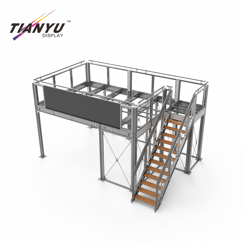 TIANYU Stand Modular System Aluminium Wall Frames Trade Show Display Reused and Over Again Double Storey Exhibition Booth