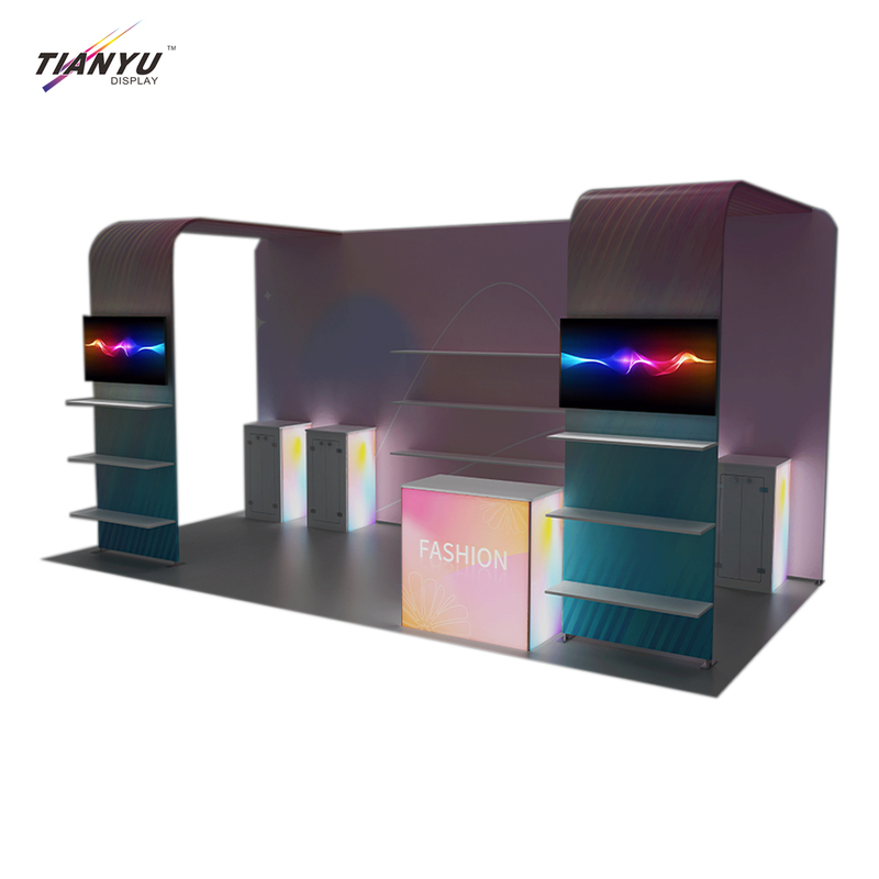 TIANYU Counter Trade Show Booth Display with Shelves Aluminum Reception Desk Clinic Door-exhibition-stand