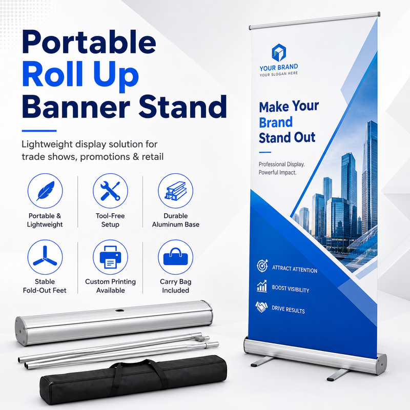 TIANYU Retractable Trade Show Display Electric Roll up 80 200 Banner Stand