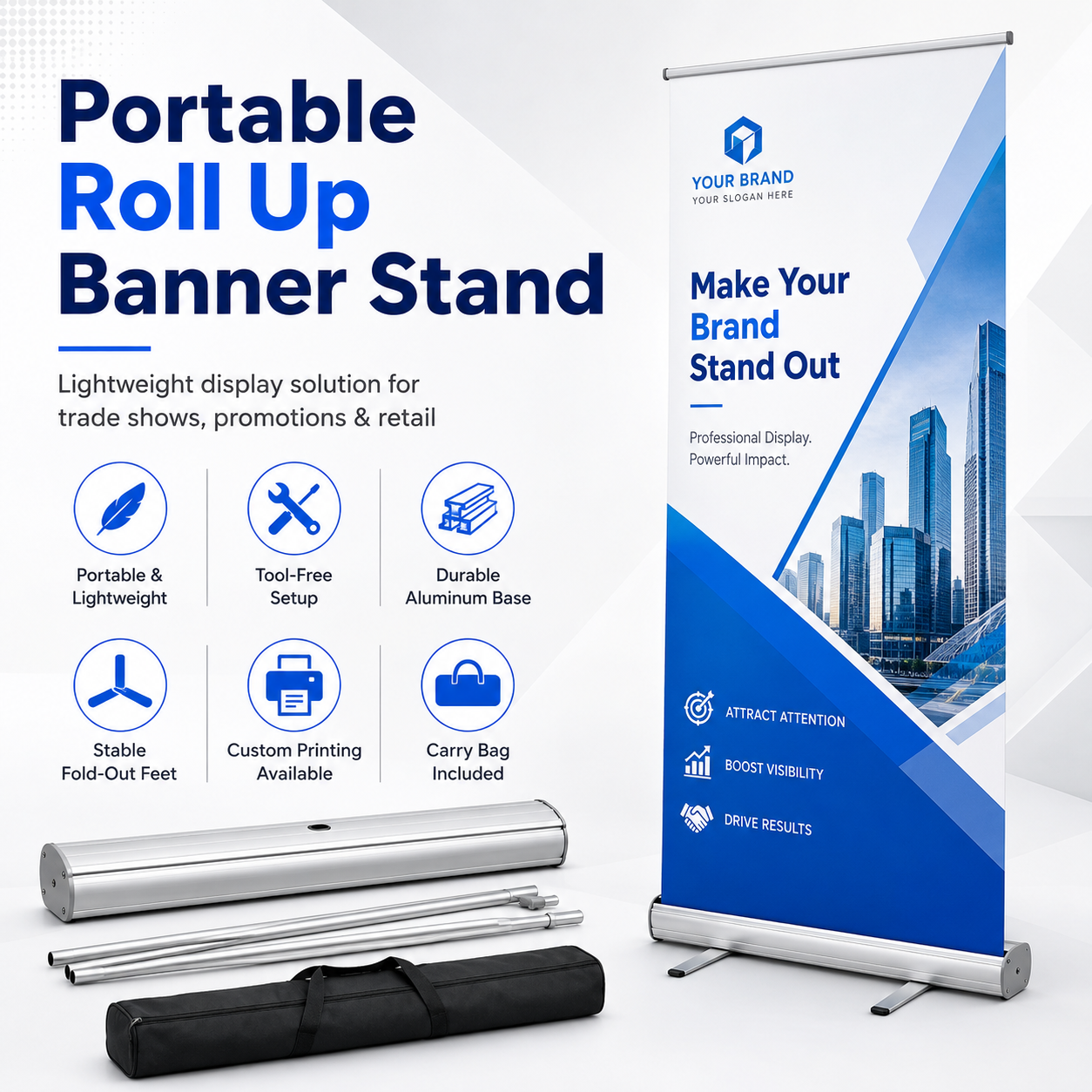 TIANYU Retractable Trade Show Display Electric Roll up 80 200 Banner Stand