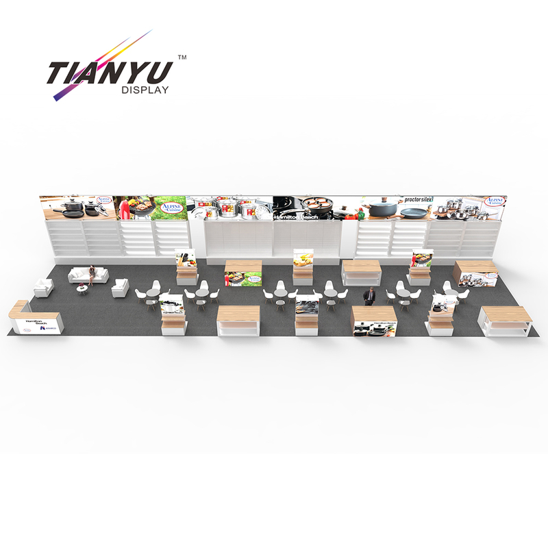 TIANYU China Exhibition Booth Blender Construction Design Company Exhibition Stand Contractor Trade Show Display with Shelves
