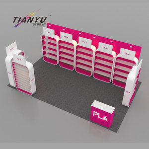 TIANYU China Exhibition Booth Beauty Salon Display Racks Pink Design Trade Show Booth for Sale