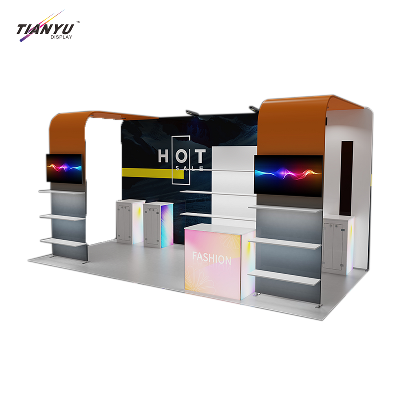 TIANYU Counter Trade Show Booth Display with Shelves Aluminum Reception Desk Clinic Door-exhibition-stand