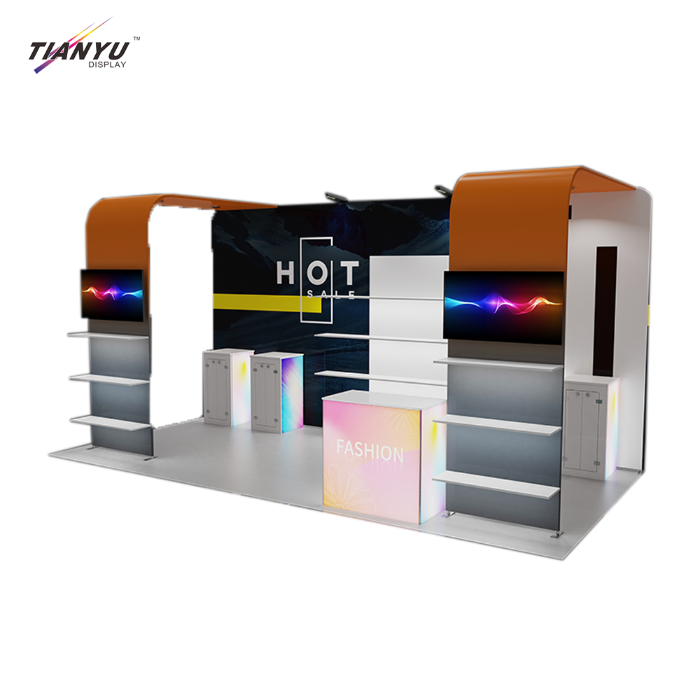 TIANYU Counter Trade Show Booth Display with Shelves Aluminum Reception Desk Clinic Door-exhibition-stand