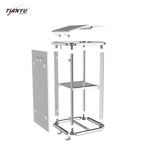 TIANYU Nail Tall Reception Desk Custom Exhibition Stand Display Pop Up with Shelves Trade Show