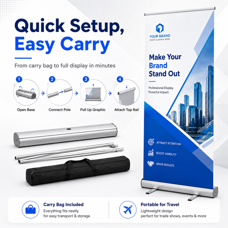 TIANYU Retractable Trade Show Display Electric Roll up 80 200 Banner Stand