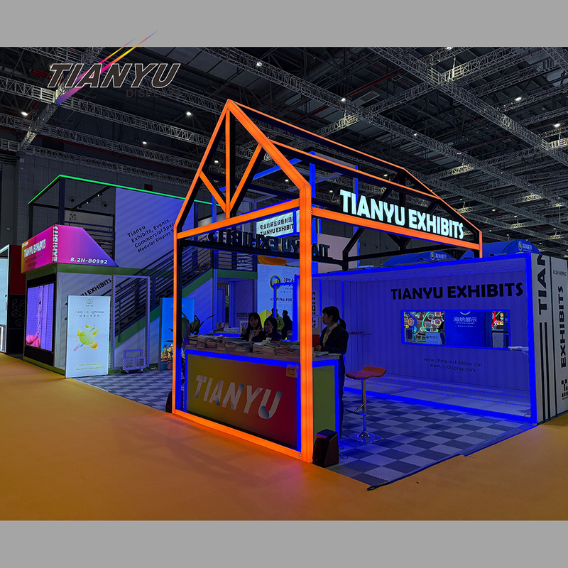 Tianyu Luxury 2 Floor Exhibition Booth Manufacturer Customized Technology Design Eg Lightbox Booths Exhibition Stand Ecofriendly