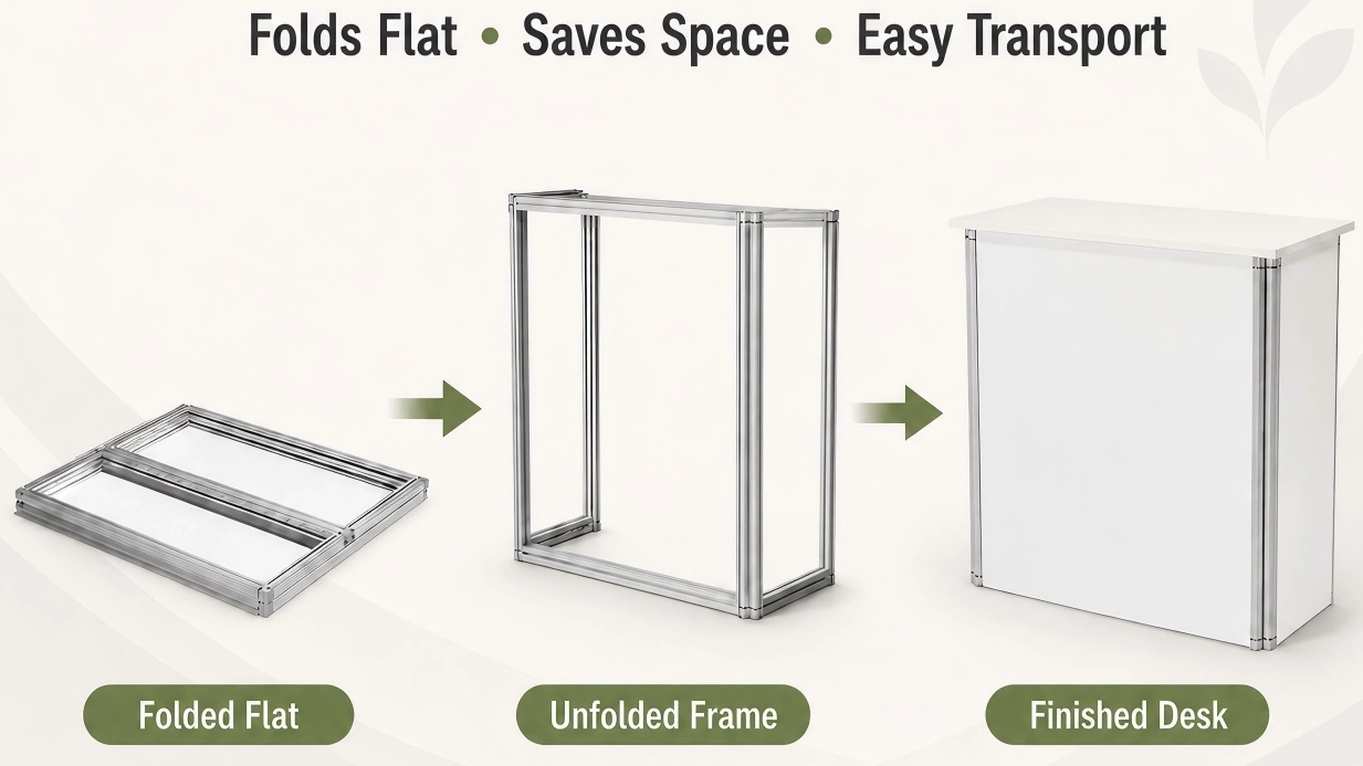 Premium Aluminum Folding Reception Desk: Portable & Multi-functional Front Counter