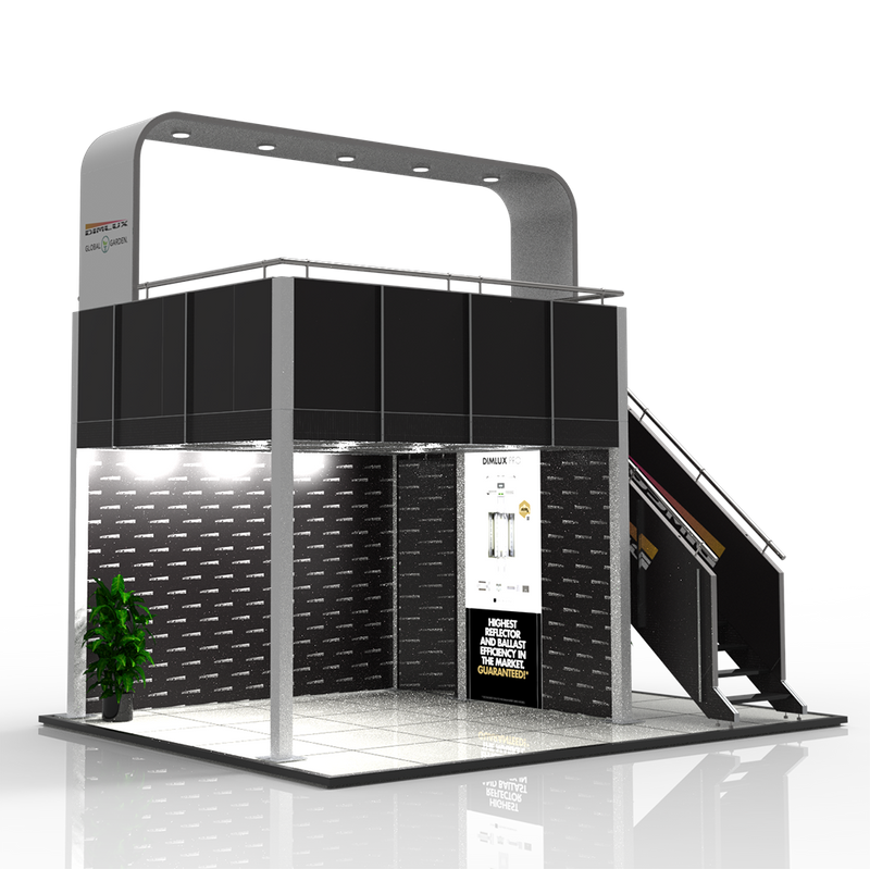 Customized 20ft Exhibition Stand Aluminum Extrusion And Manufacturing System Used Trade Show Booths Two Storey Double Deck Booth Design